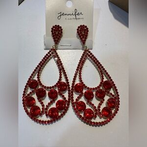 Jennifer & Company Red Teardrop Earrings